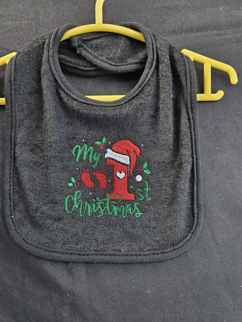 1st Christmas Bib $15
White, Black, Grey